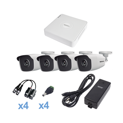 Sistema TURBOHD 720p   DVR 4 Canales   4 Cámaras Bala  