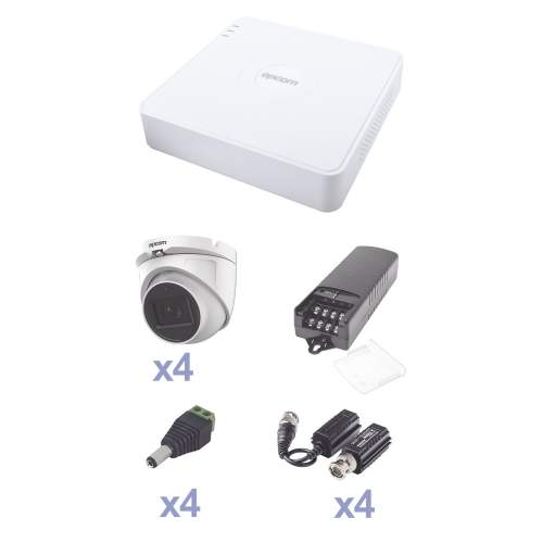 KIT TurboHD con Audio 1080p  DVR 4 canales  4 cámaras domo 