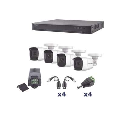 KIT TurboHD 1080p DVR 4 canales 4 cámaras bullet con audio integrado