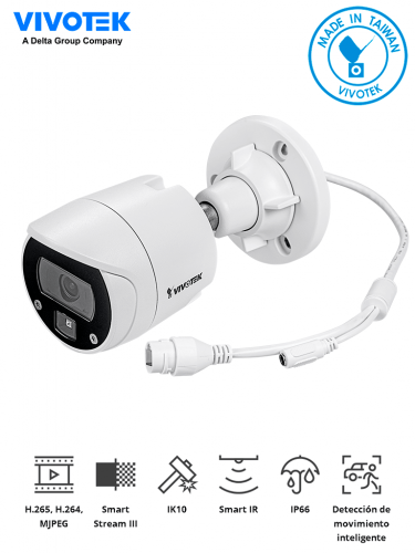 VIVOTEK IB9369 Cámara IP bullet exterior 2 Megapixeles  Lente 2.8mm Smart IR 30 Metros