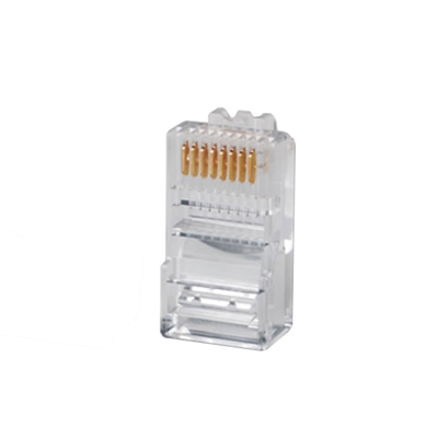 Plug rj45 cat5e para cable utp calibre 22 a 26 awg chapado en oro de 50 micras